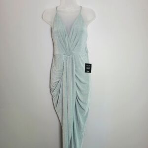 NWT Lulus Size L Slate Blue Surplice Midi Dress